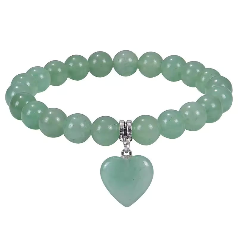 Natural Gemstone Rose Quartz Heart for Bracelet Crystal Healing Chakra Fashion Charm for Bracelet