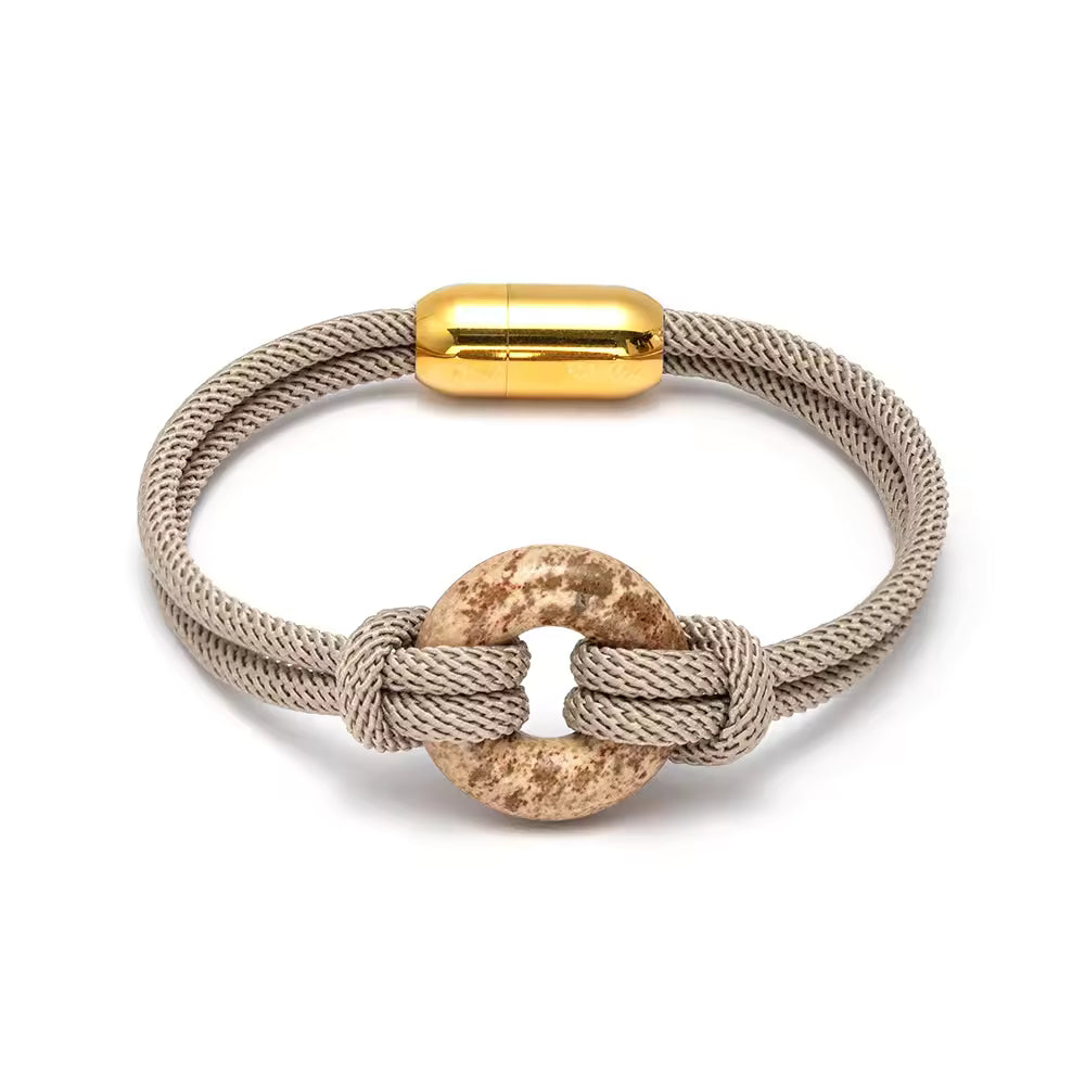 Luxury Donut Nautical Bracelet Handmade Nylon Rope Braided Rose Quartz Stainless Steel Magnet Buckle Faith Bracelet