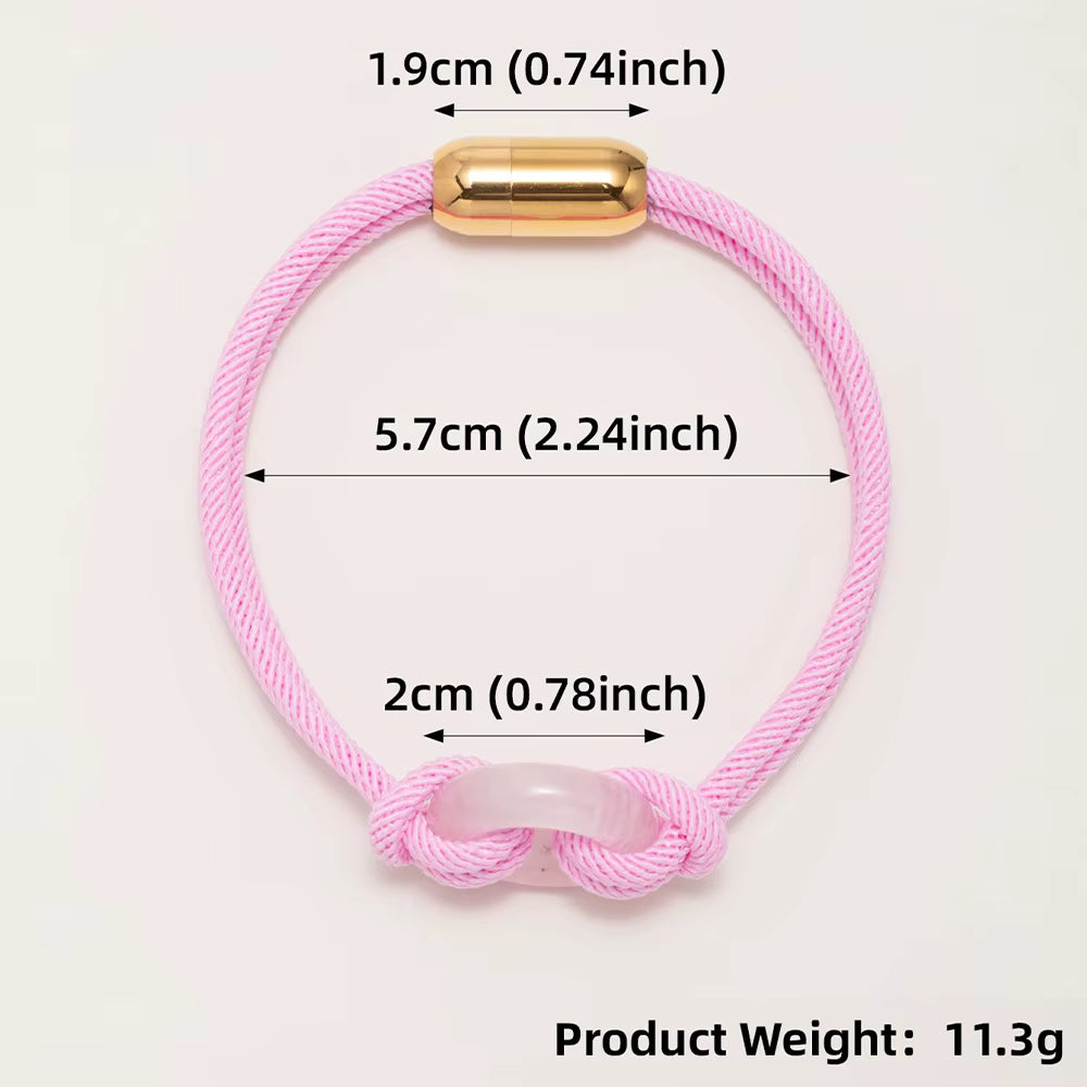 Luxury Donut Nautical Bracelet Handmade Nylon Rope Braided Rose Quartz Stainless Steel Magnet Buckle Faith Bracelet
