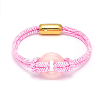 Luxury Donut Nautical Bracelet Handmade Nylon Rope Braided Rose Quartz Stainless Steel Magnet Buckle Faith Bracelet