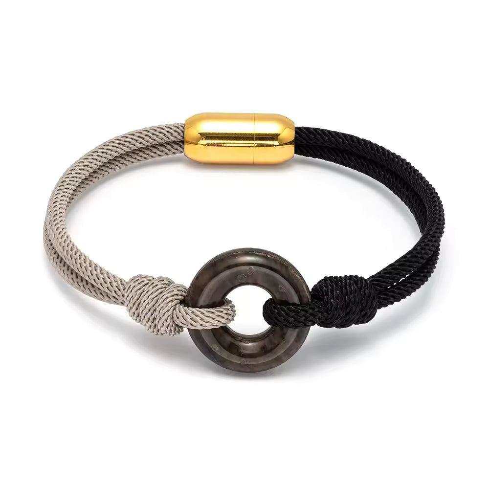 Luxury Donut Nautical Bracelet Handmade Nylon Rope Braided Rose Quartz Stainless Steel Magnet Buckle Faith Bracelet
