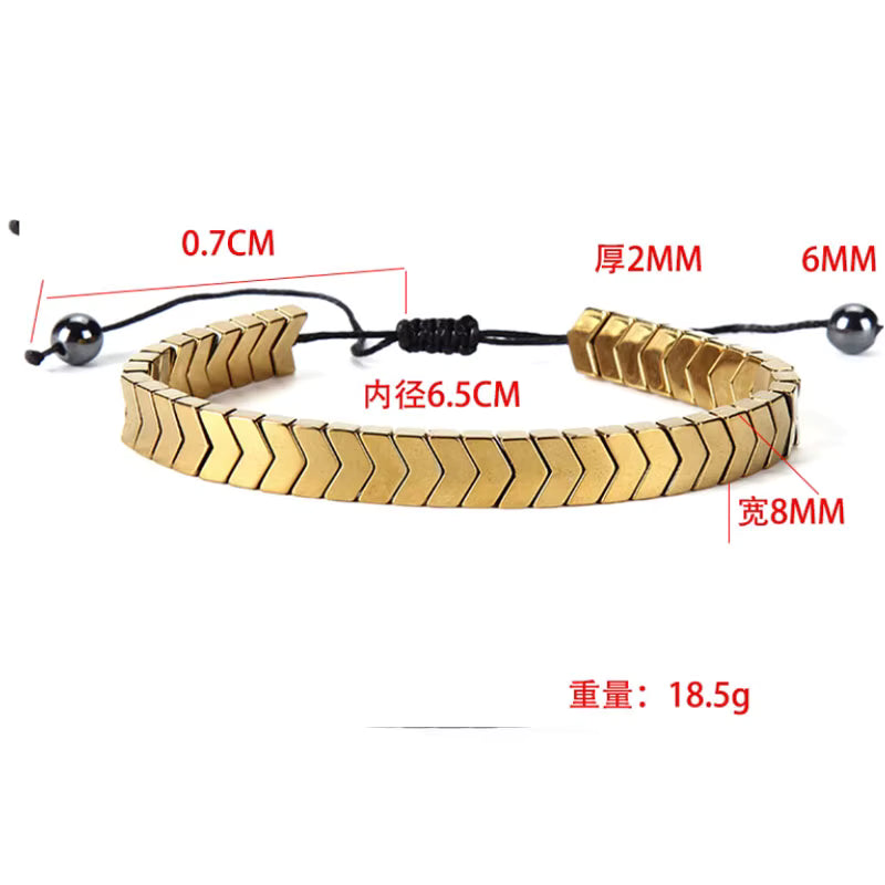 New Market Men's Hematite Hand Jewelry Unique Gold Plated Non-Magnetic Bracelet for Gift or Party