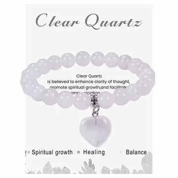 Natural Gemstone Rose Quartz Heart for Bracelet Crystal Healing Chakra Fashion Charm for Bracelet