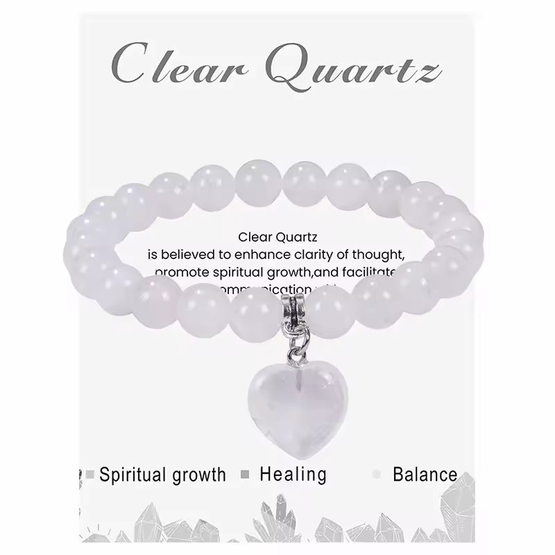 Natural Gemstone Rose Quartz Heart for Bracelet Crystal Healing Chakra Fashion Charm for Bracelet
